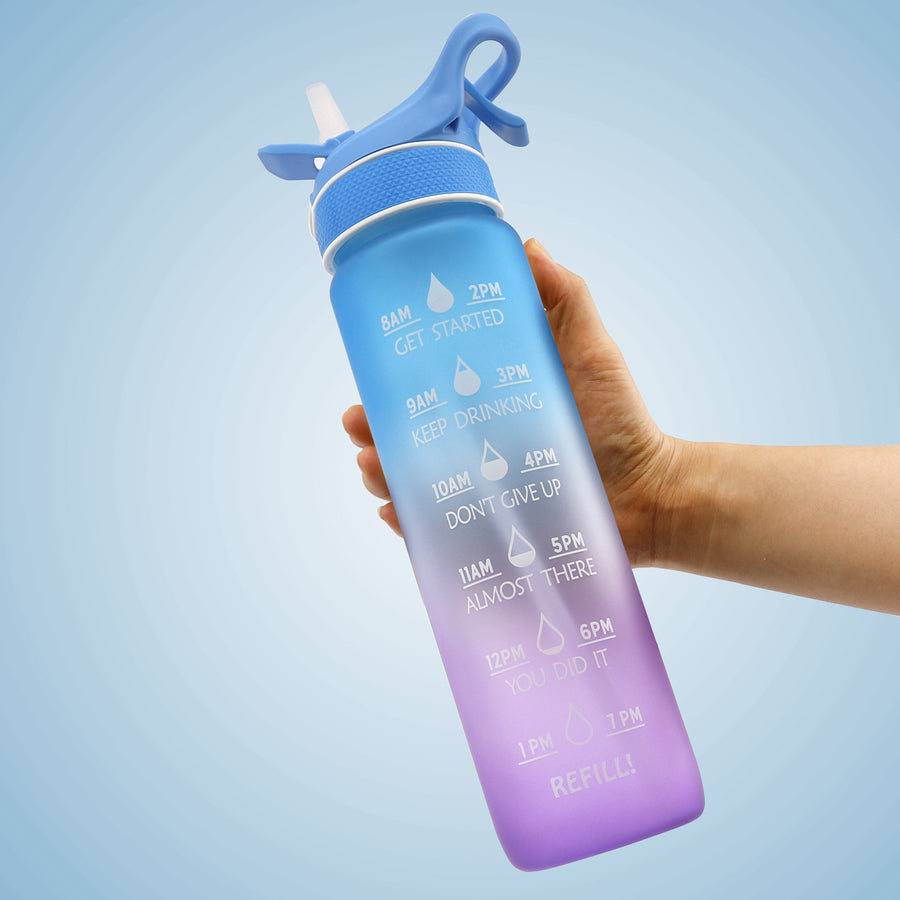 Sports Water Bottle with Straw & Bounce Cover