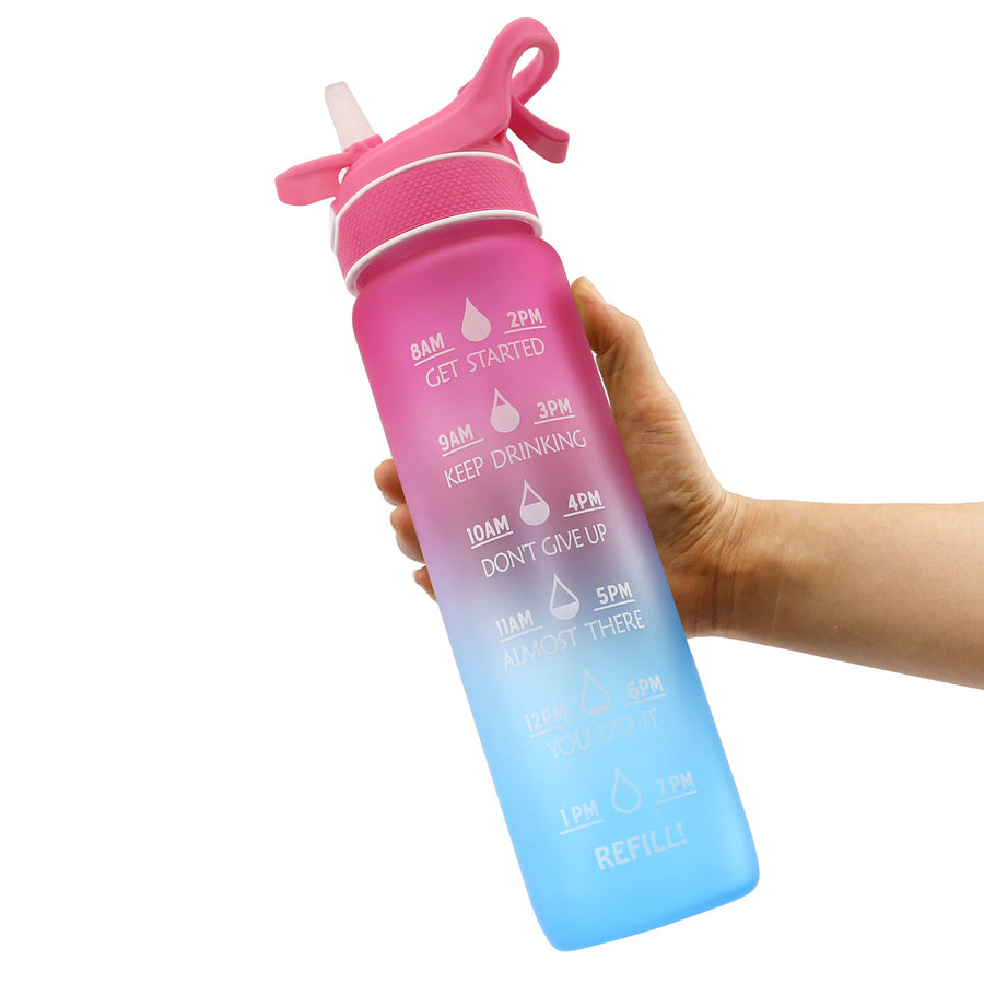 Sports Water Bottle with Straw & Bounce Cover