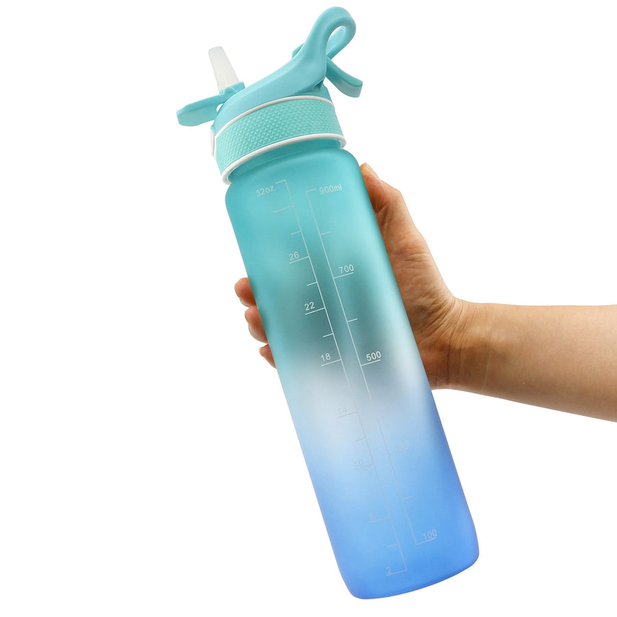 Sports Water Bottle with Straw & Bounce Cover