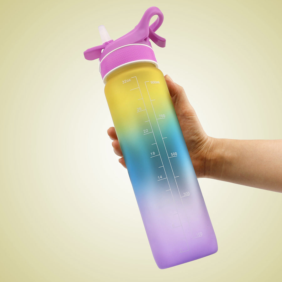 Sports Water Bottle with Straw & Bounce Cover