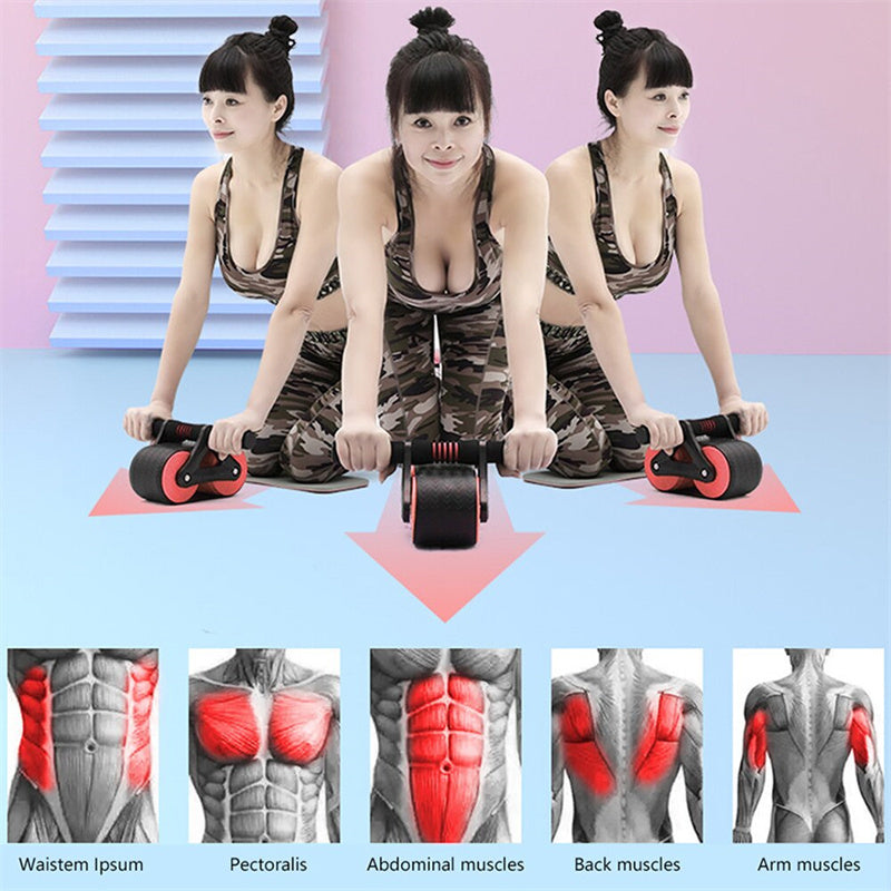 Double Ab Wheel with Automatic Rebound for Core Training