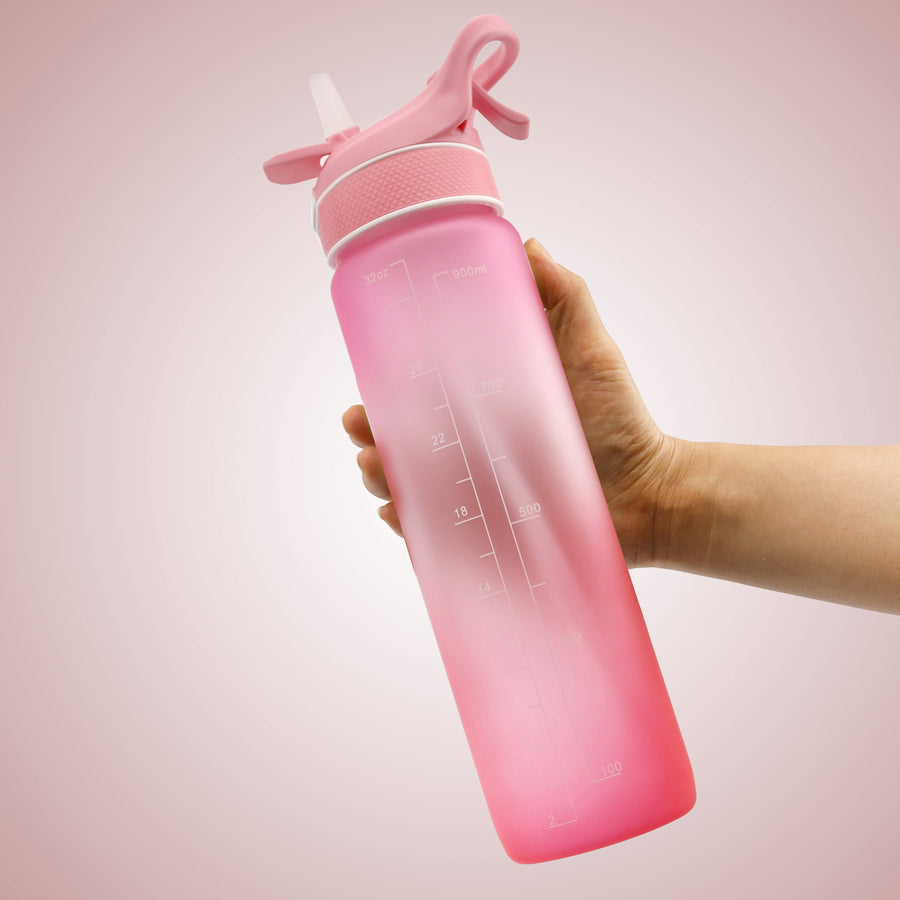Sports Water Bottle with Straw & Bounce Cover