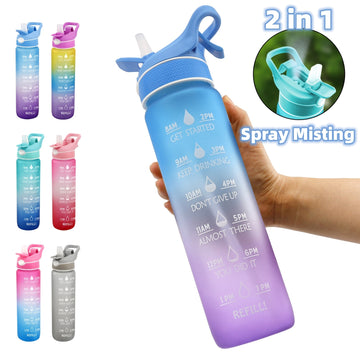 Sports Water Bottle with Straw & Bounce Cover
